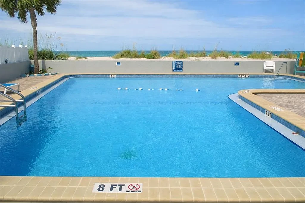 Beachfront heated pool at Island Inn Resort